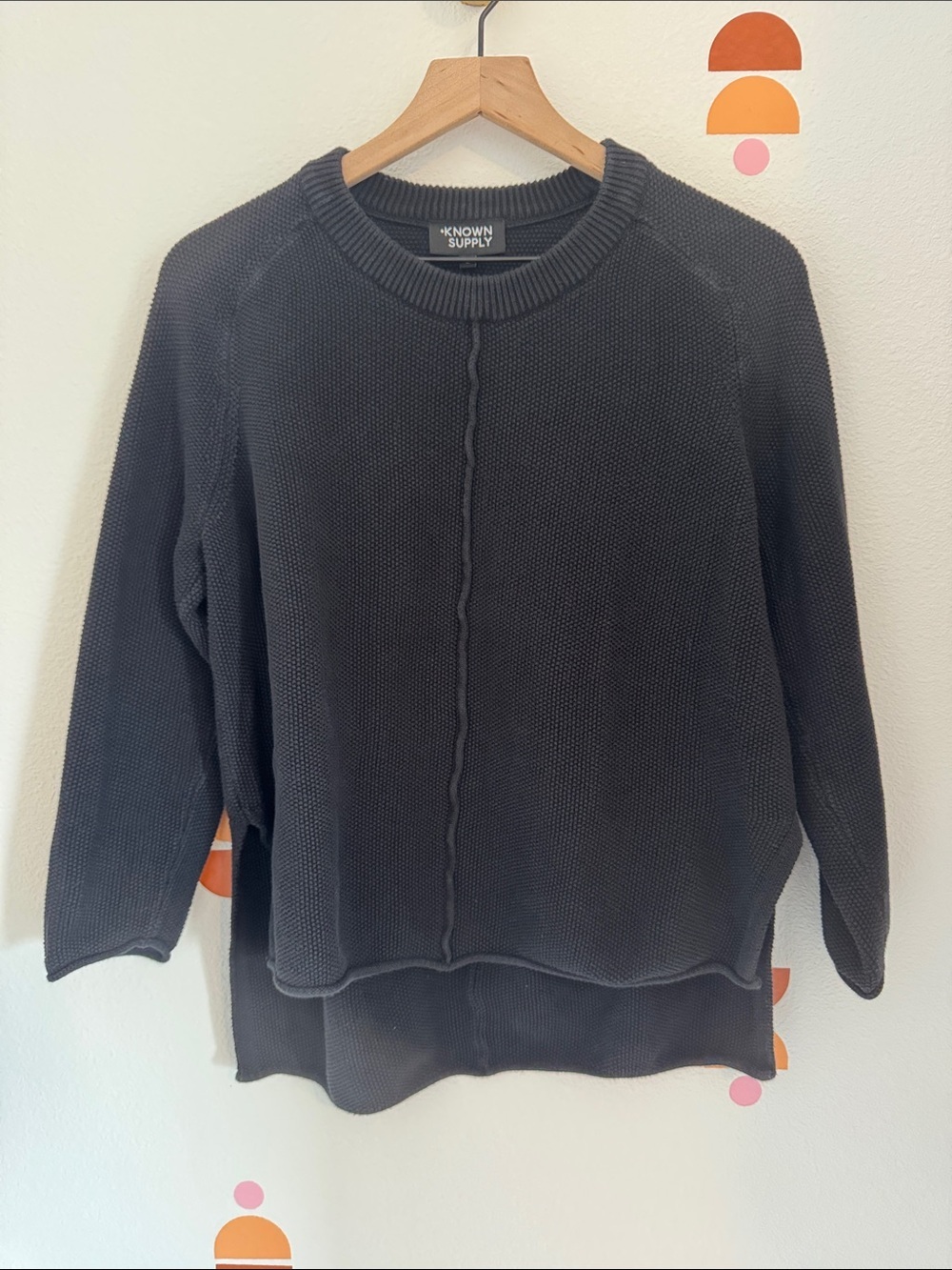 Known Supply Women's Black Crewneck Textured Sweater N0164
